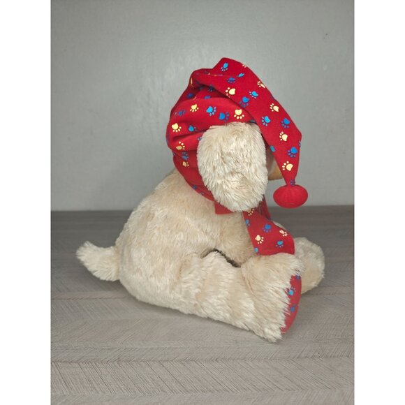 Gund Sleepy Time Puppy Plush 14" Red Paw Print Hat Scarf Cuddly Bedtime Buddy - Picture 6 of 10